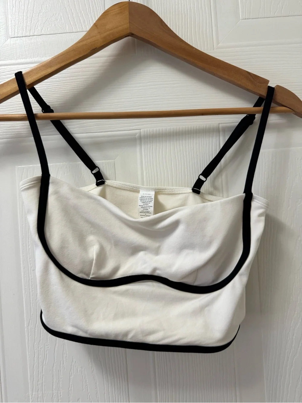 ALO Yoga White Tank with Black Strap Detail